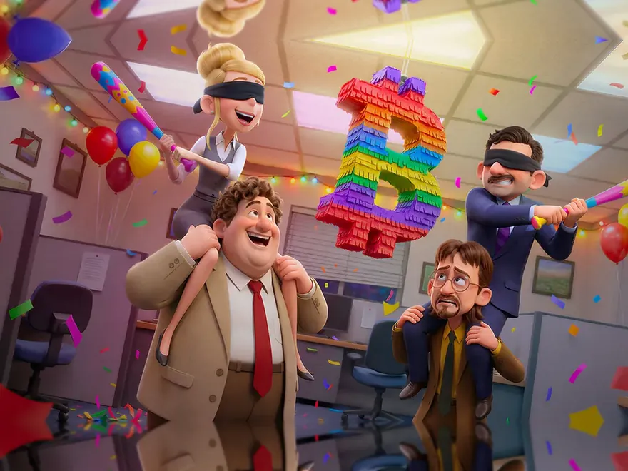 Co-workers lifting a crypto token overhead – crypto sportsbook starter